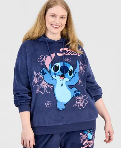 Disney Kids' Plus Size Lilo & Stitch Long-sleeve Hoodie Pullover In Blue