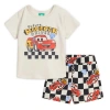 Disney Kids'  Lightning Mcqueen Cars T-shirt & French Terry Shorts Set In Black