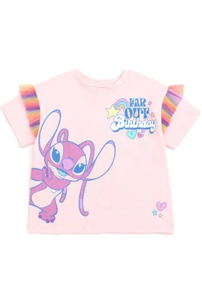 Disney Kids'  Lilo & Stitch Birthday Graphic T-shirt In Angel Light Pink