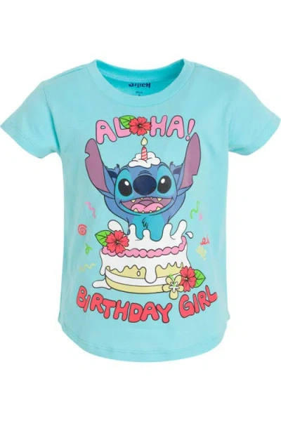 Disney Kids'  Lilo & Stitch Birthday Graphic T-shirt In Stitch Light Blue