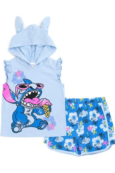 Disney Kids'  Lilo & Stitch Cosplay 2-piece Hooded Tank And Shorts Set In Blue