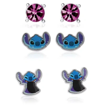 Disney Lilo And Stitch Fashion Earring Set, 3 Pairs, Stud Earrings In Multi