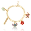 Disney Lilo And Stitch Fashion Stitch Charm Bracelet, 7+1'' Chain In Gold