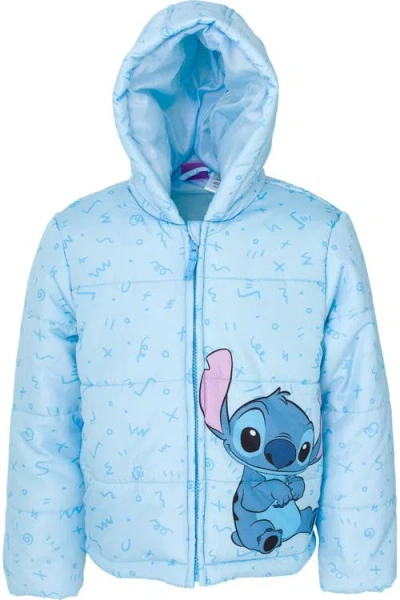 Disney Kids'  Lilo & Stitch Hooded Puffer Jacket In Blue
