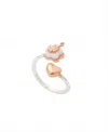 Disney Lilo Stitch Rose Gold Heart Bypass Ring In Multi