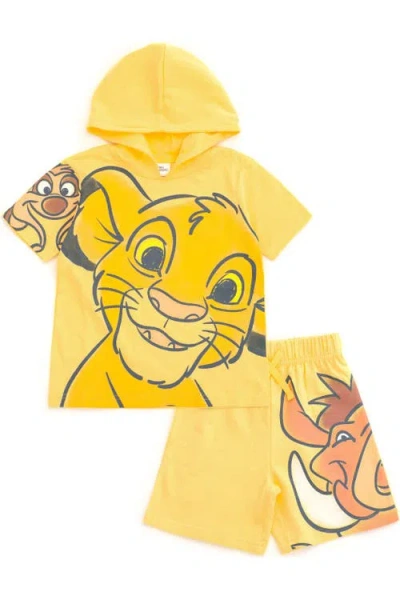 Disney Kids'  Lion King 2-piece Hooded Tee And Shorts Set In Yellow