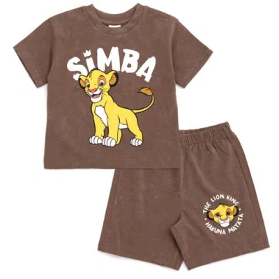 Disney Kids'  Lion King Boys' 2-piece Graphic T-shirt And Shorts Set In Brown