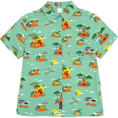 Disney Lion King Short Sleeve Button Down Shirt In Green