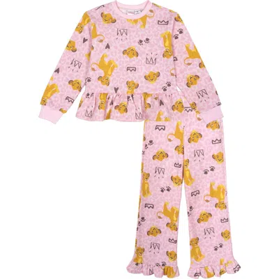 Disney Kids'  Lion King Simba Fleece 2-piece Sweatshirt And Pants Set In Pink