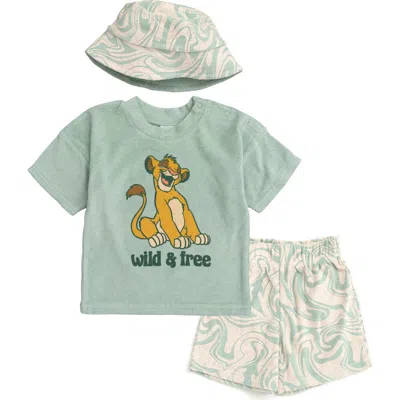Disney Babies'  Lion King Simba T-shirt Shorts And Bucket Hat Set In Blue