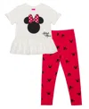 Disney Toddler Girls Minnie Head Bow Short Sleeve Top And Leggings, 2 Piece Set In White
