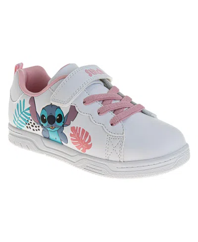 Disney Kids' Little Girls Stitch Ohana Hook And Loop Sneakers In White