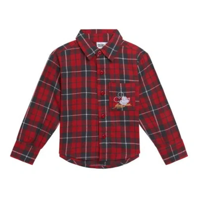 Disney Kids'  Long Sleeve Button Down Shirt In Red