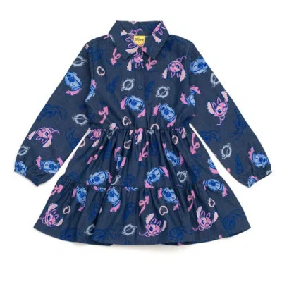 Disney Kids'  Long Sleeve Chambray Dress In Blue