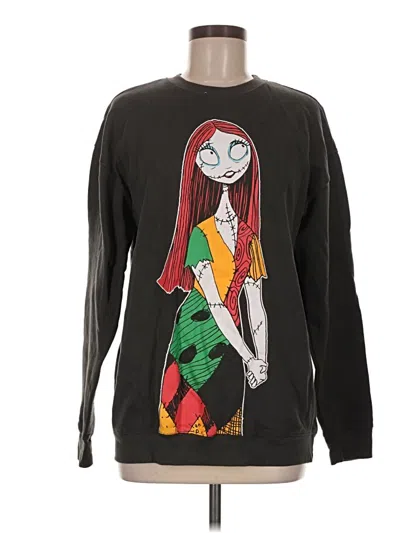Pre-owned Disney Long Sleeve Top Black Crew Neck Tops