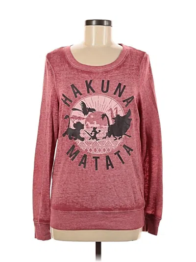 Pre-owned Disney Long Sleeve Top Burgundy Crew Neck Tops