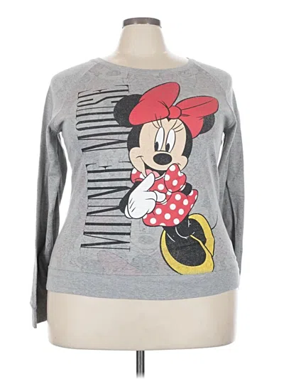 Pre-owned Disney Long Sleeve Top Gray Crew Neck Tops