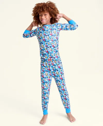 Disney | Macy's Kids 5-14 Mickey Mouse & Minnie Mouse Parade Balloon Knit Pajamas Set, Macy's Exclusive In Blue