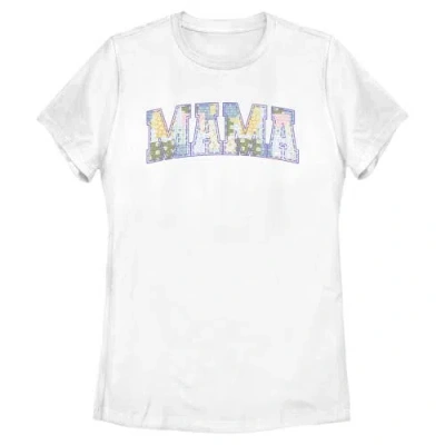 Disney Mama Collegiate Fabric Pattern  Graphic T-shirt In White