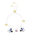 Disney Mickey And Minnie Cubic Zirconia Baseball Charm Bolo Bracelet