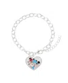 Disney Mickey And Minnie Cubic Zirconia Football Heart Charm Chain Bracelet