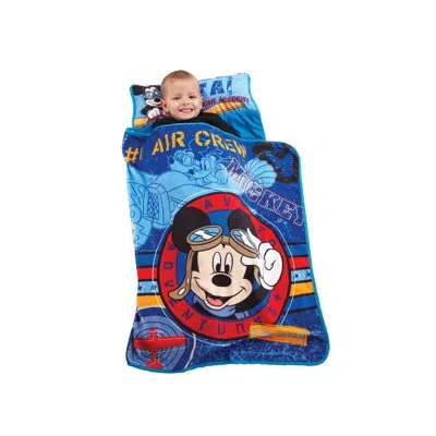 Disney Mickey's Flight Academy Toddler 0.25" Thick Folding Nap Mat In Blue