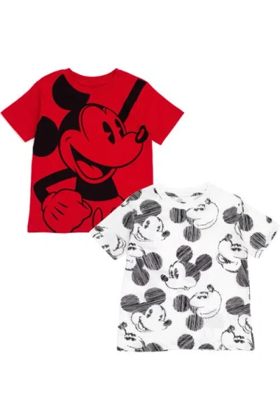 Disney Kids'  Mickey Mouse 2-pack Short Sleeve T-shirts In Mickey Red White
