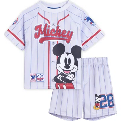 Disney Kids'  Mickey Mouse 2-piece Baseball Jersey And Shorts Set In White