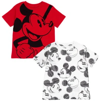 Disney Kids'  Mickey Mouse 2-piece Short Sleeve T-shirt Set In Red