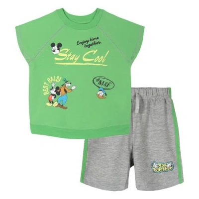 Disney Kids'  Mickey Mouse 2-piece T-shirt And Shorts Set In Green