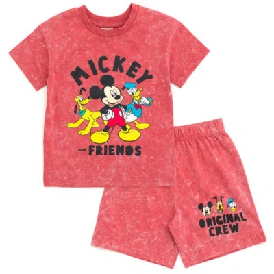 Disney Kids'  Mickey Mouse 2-piece T-shirt And Shorts Set In Red