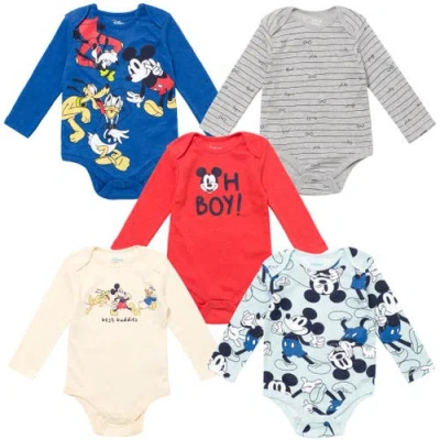 Disney Babies'  Mickey Mouse 5-pack One Piece Bodysuits In Multi