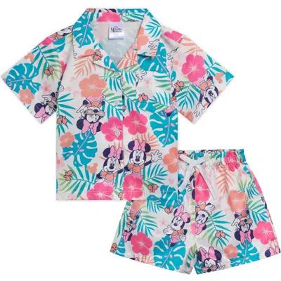 Disney Kids'  Mickey Mouse & Friends Button-down T-shirt & Shorts Set In Multi