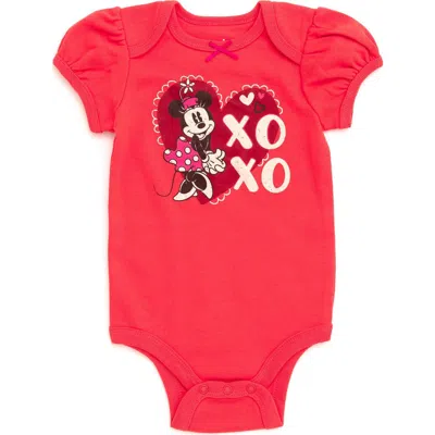Disney Babies'  Mickey Mouse & Friends Holiday Short Sleeve Bodysuit In Red