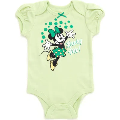 Disney Babies'  Mickey Mouse & Friends Holiday Short Sleeve Bodysuit In Green