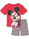 Disney Mickey Mouse & Friends T-shirt & French Terry Shorts Set In Red