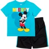 Disney Babies'  Mickey Mouse & Friends T-shirt & Mesh Shorts Set In Multi