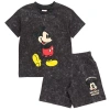 Disney Mickey Mouse & Friends Wash T-shirt & Shorts Set In Black