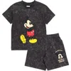 Disney Mickey Mouse & Friends Wash T-shirt & Shorts Set In Black