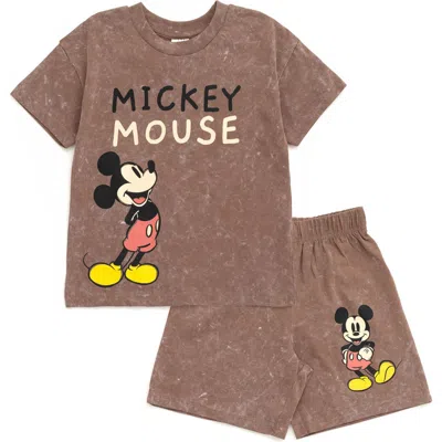 Disney Kids'  Mickey Mouse & Friends Wash T-shirt & Shorts Set In Green