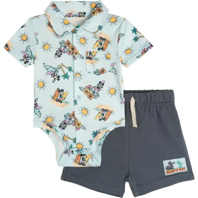 Disney Mickey Mouse Baby Boys' 2-piece Bodysuit And Shorts Set In Blue