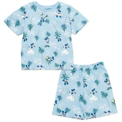 Disney Mickey Mouse Baby Boys' French Terry 2-piece T-shirt And Shorts Set In Blue