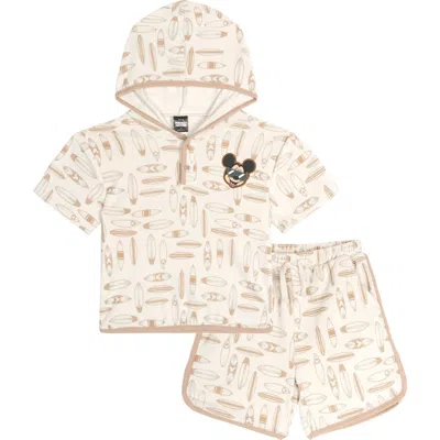 Disney Mickey Mouse Baby Boys' Loungewear 2-piece Hooded T-shirt And Shorts Set In Neutral