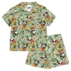 Disney Mickey Mouse Button-down T-shirt & Shorts Set In Green
