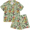 Disney Mickey Mouse Button-down T-shirt & Shorts Set In Green