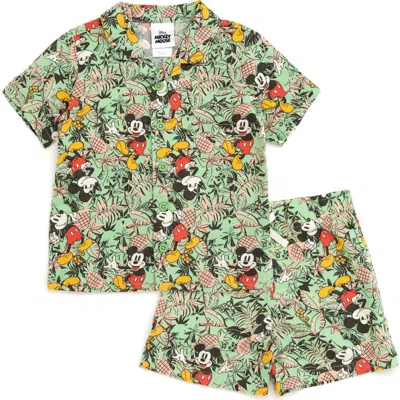 DISNEY DISNEY MICKEY MOUSE BUTTON-DOWN T-SHIRT & SHORTS SET