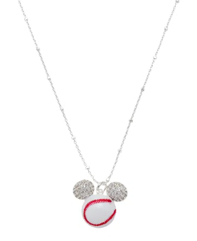 Disney Mickey Mouse Cubic Zirconia Baseball Pendant Necklace