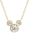 Disney Mickey Mouse Cubic Zirconia Birthstone Pendant Necklace With 15" Chain In 14k Yellow Gold In Apr