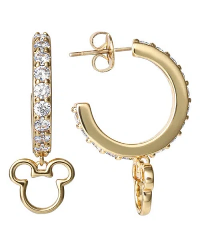 Disney Mickey Mouse Cubic Zirconia Hoop Earrings In Gold