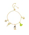 Disney Mickey Mouse Cubic Zirconia Tennis Charm Bolo Bracelet